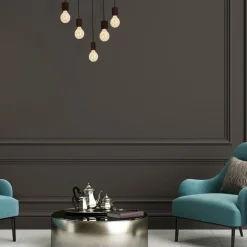 New Ozdobna, drewniana lampa wisząca na 5 żarówek MLP4361 z serii JACK | Kaja Oświet Żyrandole Nowoczesne