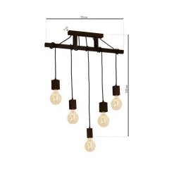 New Ozdobna, drewniana lampa wisząca na 5 żarówek MLP4361 z serii JACK | Kaja Oświet Żyrandole Nowoczesne