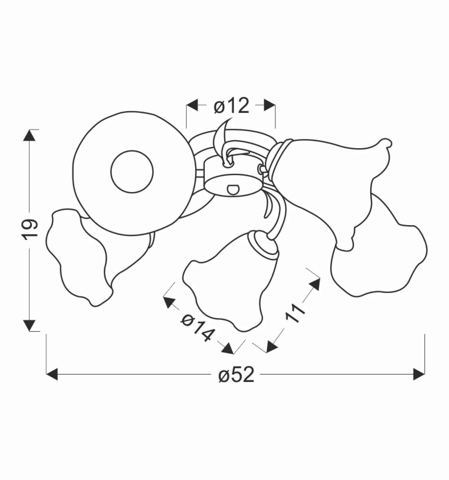 Sklep Kaja Ozdobna lampa sufitowa, klosze kwiaty 35-22509 ANTIQA | Kaja