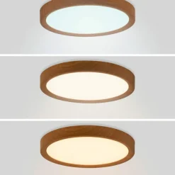 Sklep Kaja Płaska, drewniana lampa LED, koło 30cm ABR-PLO-OCED-24W MAZE | Kaja