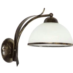 Sklep Kaja Patynowy kinkiet z mlecznym kloszem LX 4035 KORFU | Kaja Oświetlenie