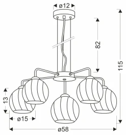 Store Pięcioramienna, chromowana lampa wisząca 35-23841 LARIX | Kaja Żyrandole Nowoczesne
