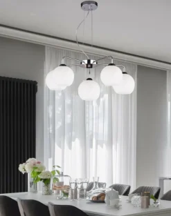 Store Pięcioramienna, chromowana lampa wisząca 35-23841 LARIX | Kaja Żyrandole Nowoczesne