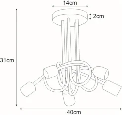 Best Pięcioramienna, loftowa lampa sufitowa K-3621 DEZE | Kaja Oświetlenie Żyrandole Nowoczesne