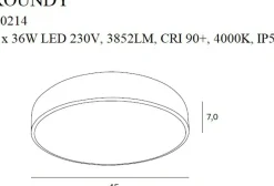 Sklep Kaja Plafon łazienkowy ze ściemniaczem ⌀45cm MX C0214 ROUNDY | Kaja