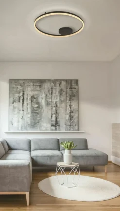 Sklep Kaja Plafon, czarne koło LED do salonu ⌀120cm z pilotem AZ5345 HALO | Kaja