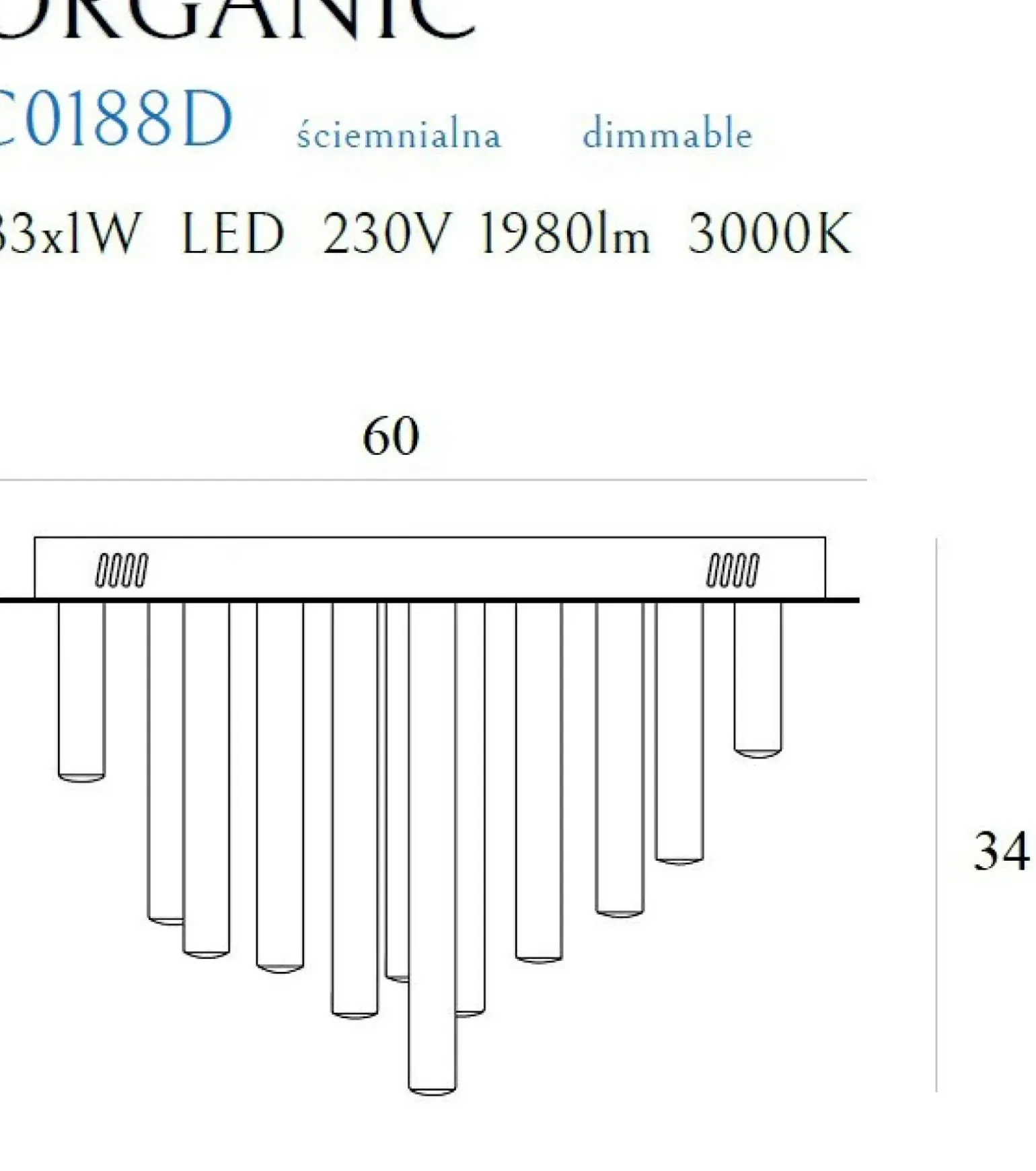 Sklep Kaja Plafon LED Ø60cm ze ściemniaczem MX C0188D ORGANIC PL | Kaja
