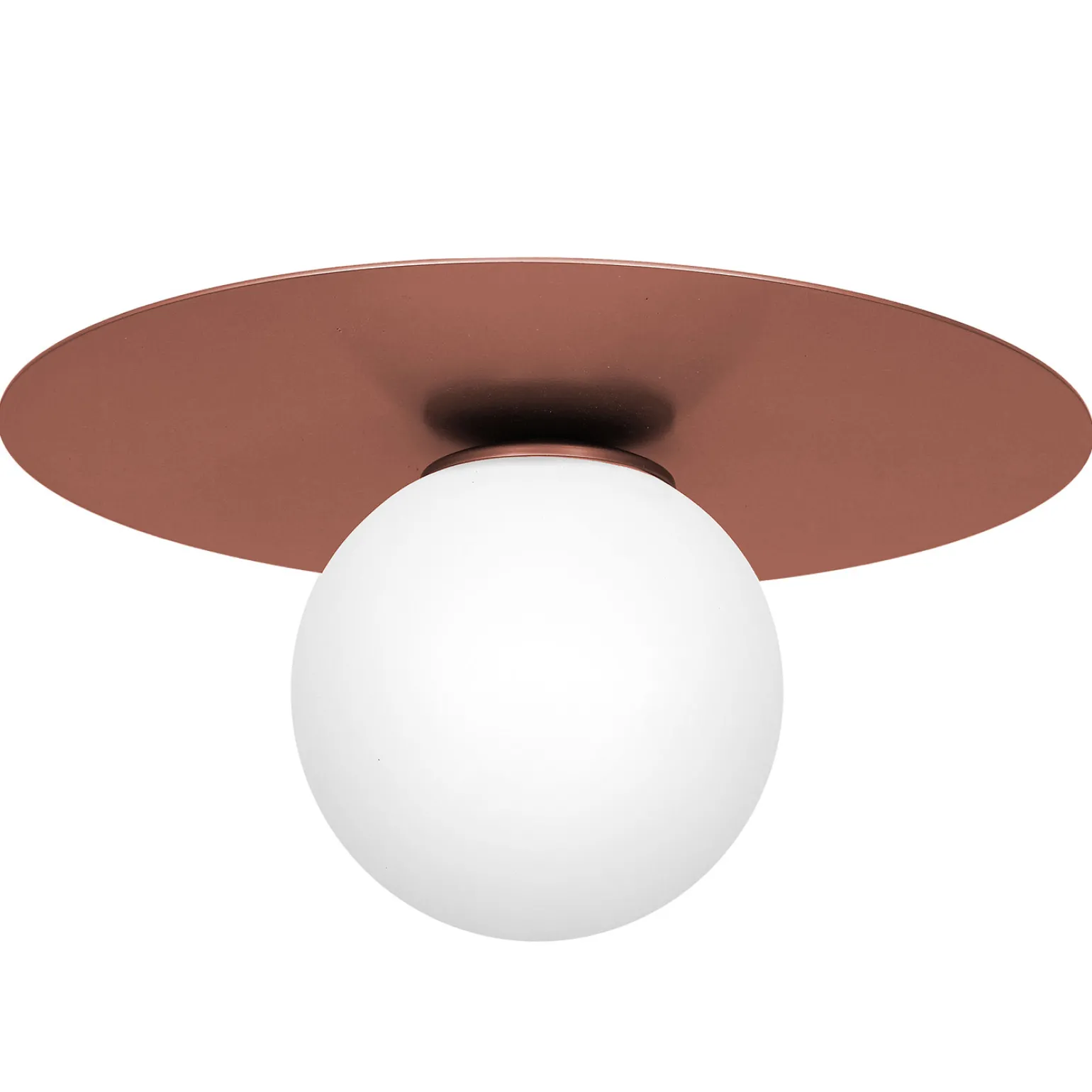 Sklep Kaja Plafon w kolorze miedzi, mleczny, biały klosz LX 3310 z serii FLAT