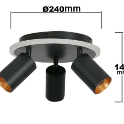 Sklep Kaja Plafon z ledem i trzema reflektorami LP-0612/3C ROUND BK PARMA | Kaja