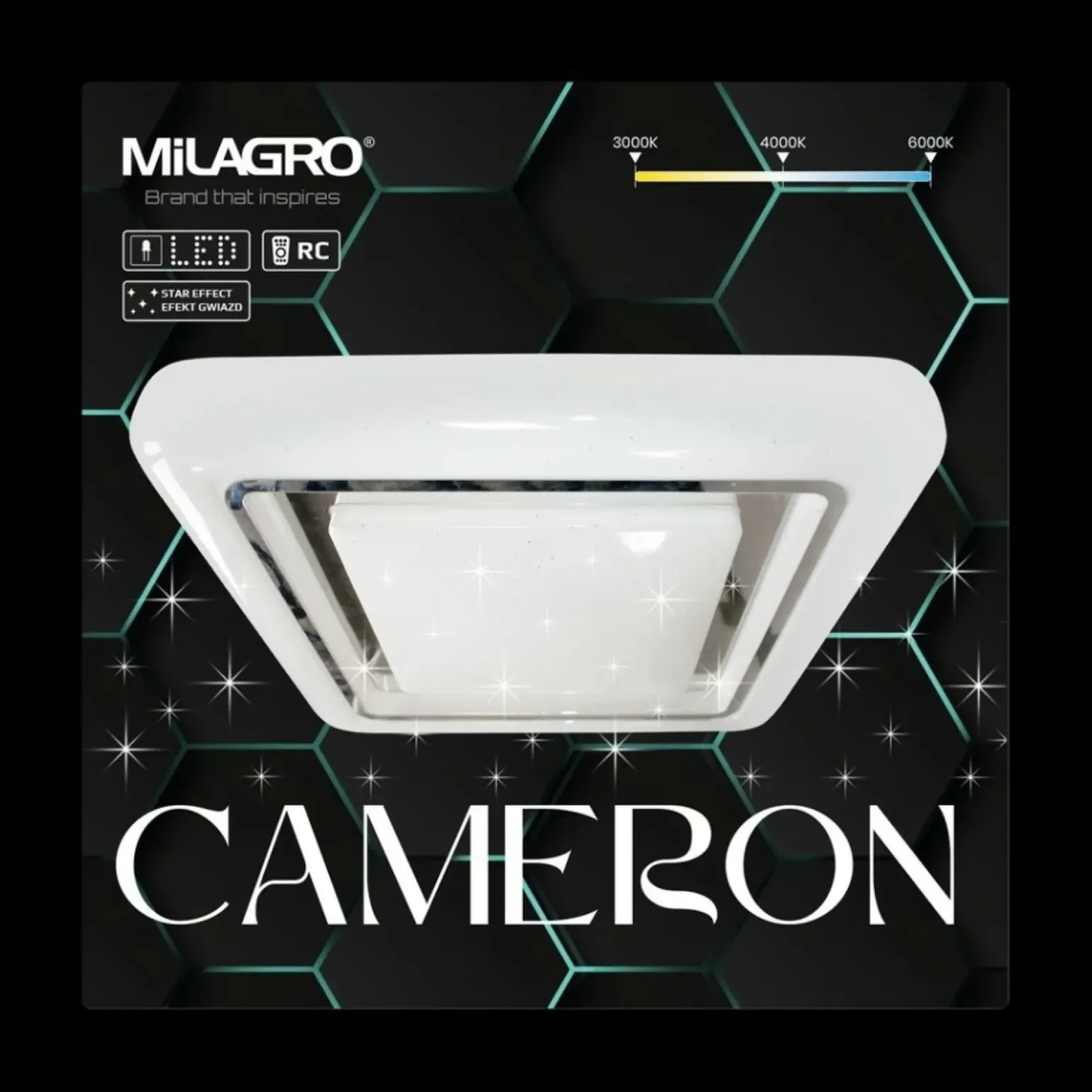 Sklep Kaja Plafon z pilotem do sterowania, zmienna barwa ML7938 z serii CAMERON | Kaja Oświ