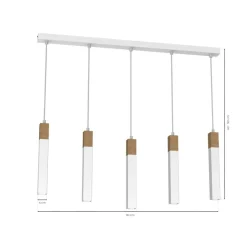 Hot Podłużna lampa wisząca, pięć źródeł światła MLP7477 z serii SOLO SAWN | Kaja Ośw Żyrandole Nowoczesne