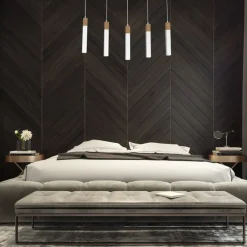 Hot Podłużna lampa wisząca, pięć źródeł światła MLP7477 z serii SOLO SAWN | Kaja Ośw Żyrandole Nowoczesne