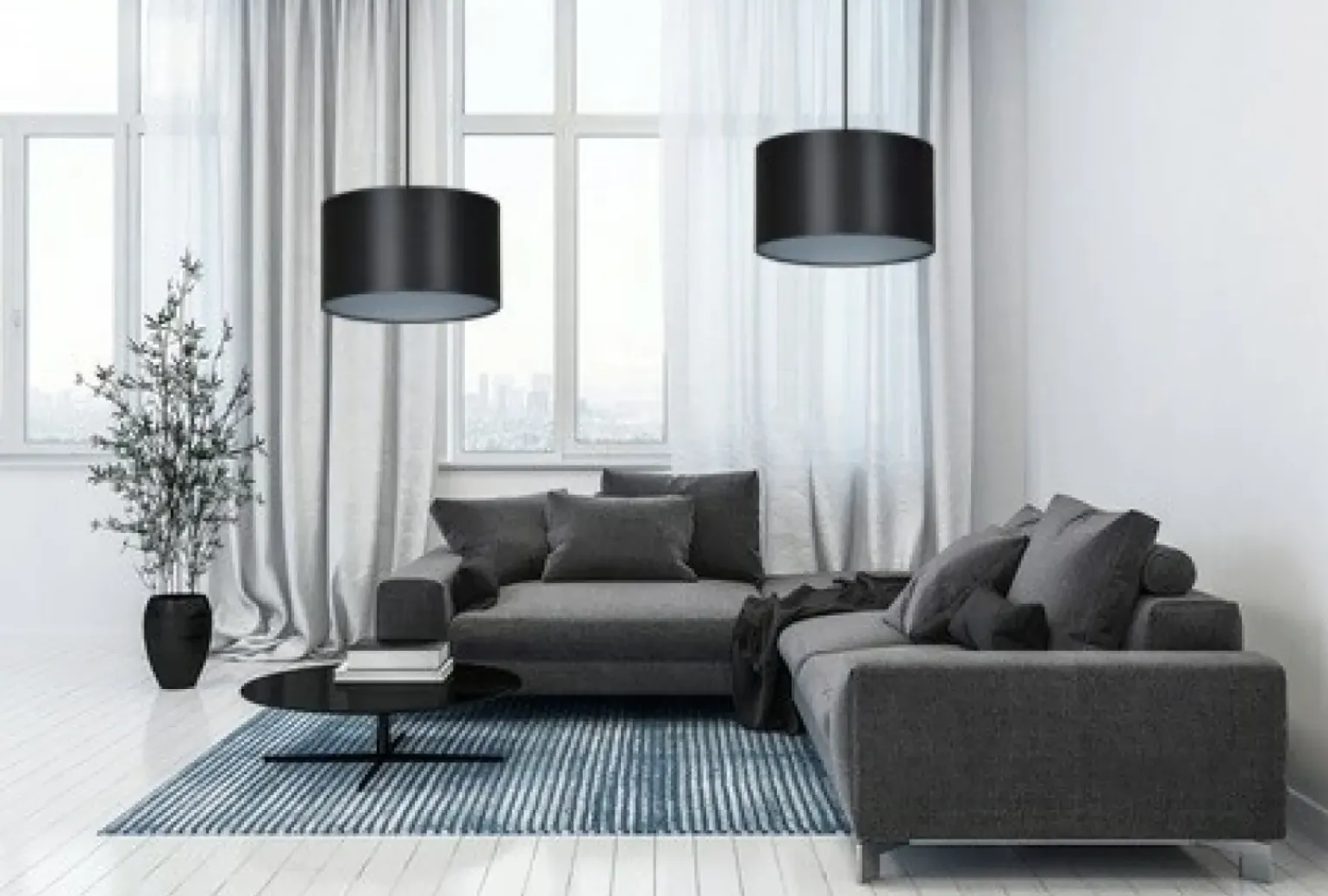 Outlet Podwójna, abażurowa lampa do sypialni 185/2 ROTO | Kaja Oświetlenie Żyrandole Nowoczesne