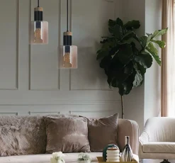 Fashion Podwójna, bursztynowa lampa wisząca na listwieK-5256 z serii ALTO Żyrandole Nowoczesne