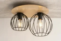 Best Sale Podwójna, druciana lampa sufitowa z drewnem SIG 32355 - CYBER KOŁO Żyrandole Nowoczesne
