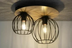 Best Sale Podwójna, druciana lampa sufitowa z drewnem SIG 32355 - CYBER KOŁO Żyrandole Nowoczesne