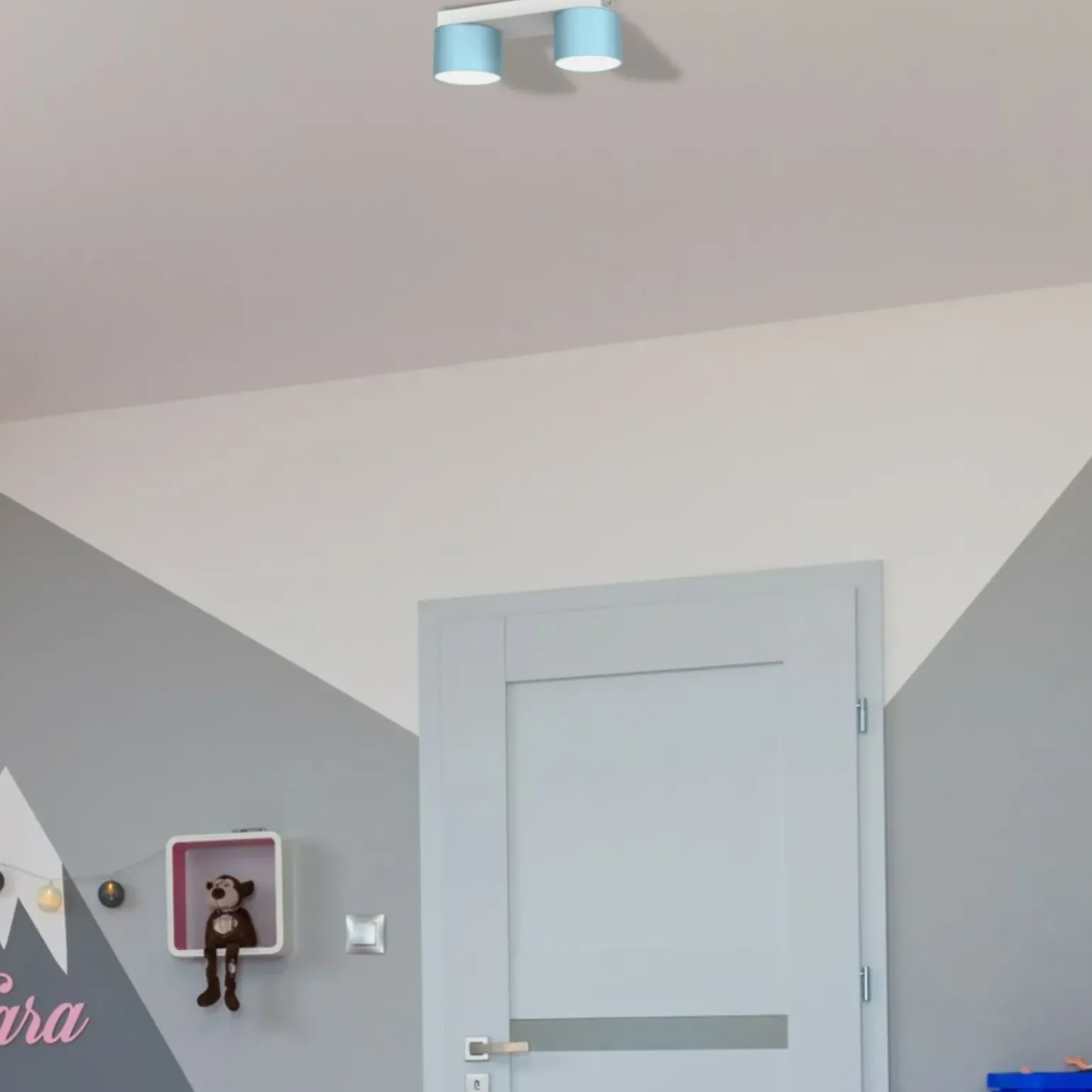 Flash Sale Podwójna lampa sufitowa, niebiesko-biała MLP7549 z serii DIXIE | Kaja Oświetleni Żyrandole Nowoczesne