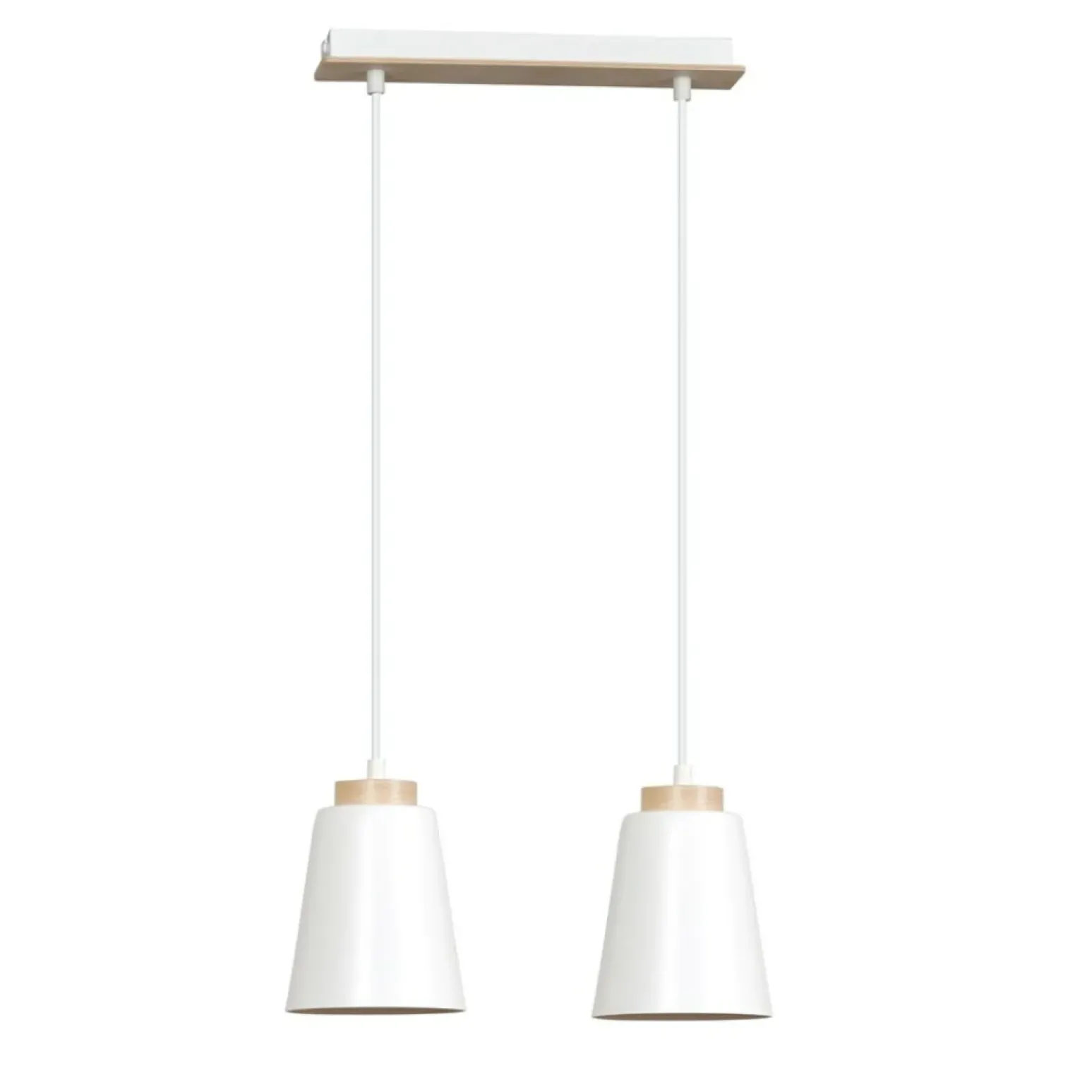 Discount Podwójna lampa wisząca na listwie białe klosze 443/2 | Kaja Żyrandole Nowoczesne