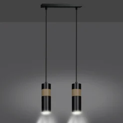 Fashion Podwójna lampa wisząca na listwie w czarnym kolorze 732/2 serii AKA Żyrandole Nowoczesne