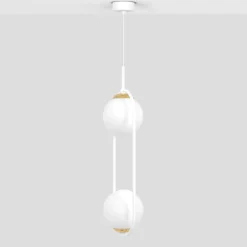 Store Podwójna lampa wisząca z białymi kloszami K-5301 z serii ARLENA Żyrandole Nowoczesne