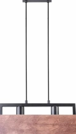 New Podwójna lampa wisząca z elementem drewna SIG 31748 z serii DAKOTA Żyrandole Nowoczesne