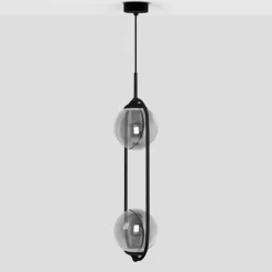 New Podwójna lampa wisząca z grafitowymi kloszami K-5111 z serii DAVOS Żyrandole Nowoczesne