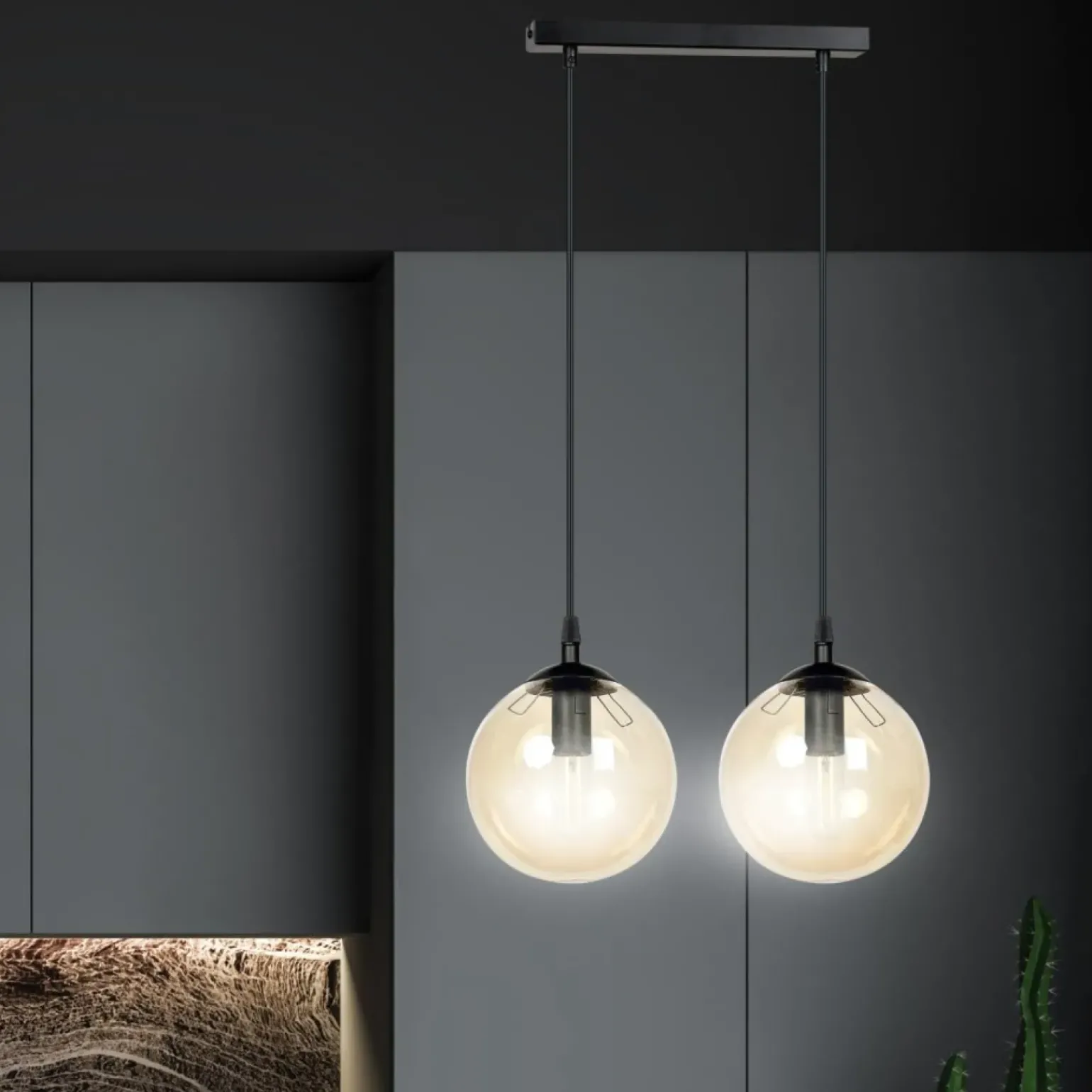 Cheap Podwójna lampa wisząca z kulistymi kloszami 713/2 | Kaja Oświetlenie Żyrandole Nowoczesne