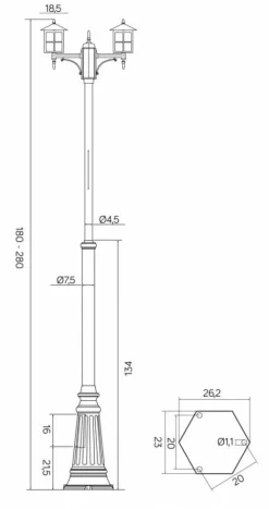 Sklep Kaja Podwójna lampa zewnętrzna, do parków OGMWN 2 KW z serii WENECJA | Kaja Oświetlen