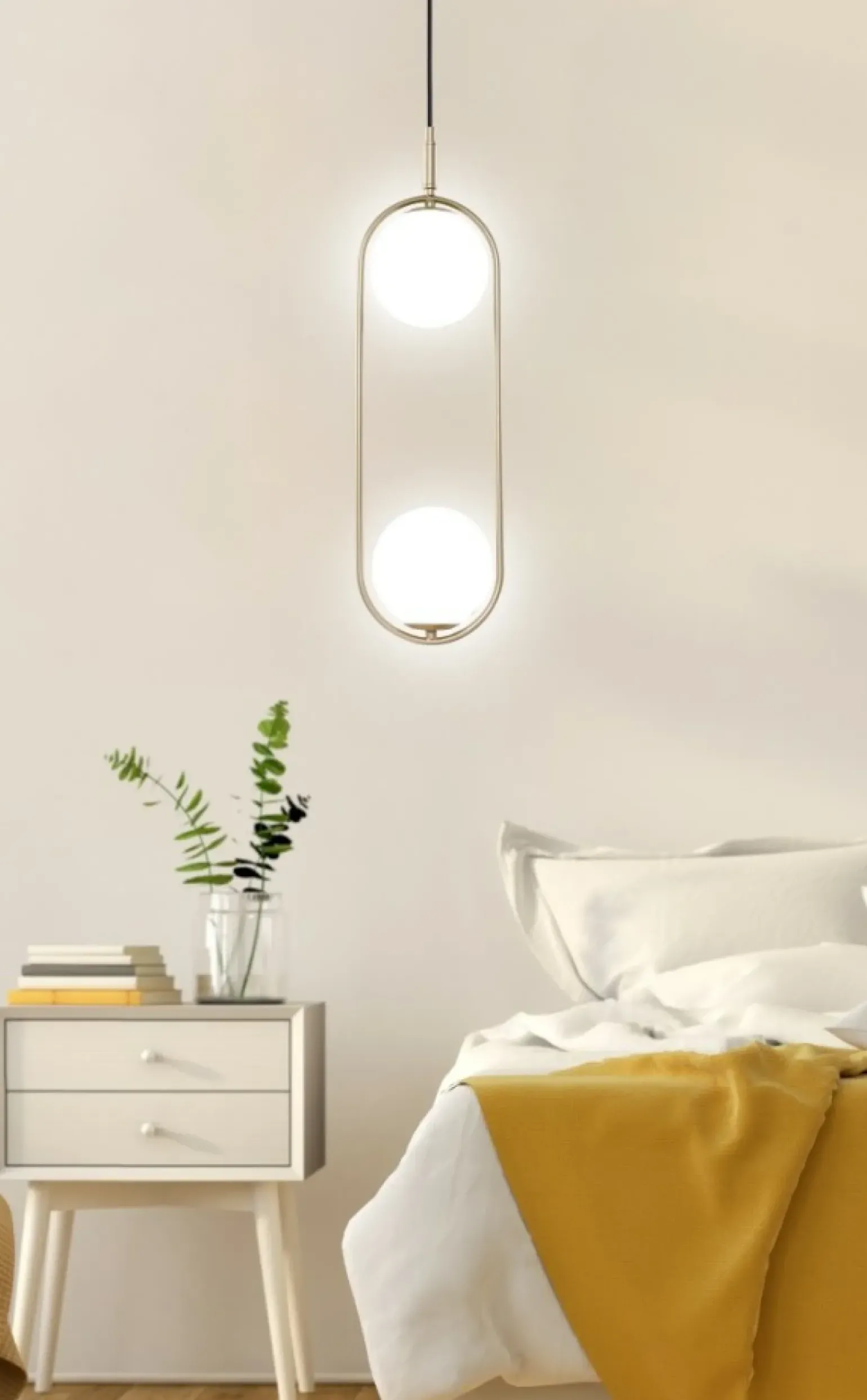 Discount Podwójna, złota lampa wisząca do kuchni 32-73464 z serii CORDEL | Kaja Żyrandole Nowoczesne