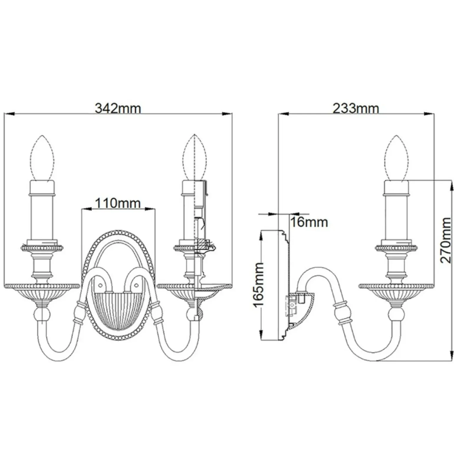 Sklep Kaja Podwójny kinkiet ścienny, świecznik HK-CAMBRIDGE2 z serii CAMBRIDGE