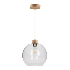 Hot Pojedyncza, drewniana lampa wisząca z kloszem 13560174 SVEA | Kaja Żyrandole Nowoczesne