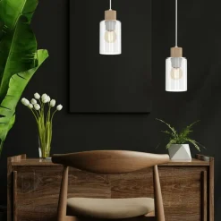 Best Sale Pojedynczy, minimalistyczny zwis z drewnem MLP8554 MADERA | Kaja Żyrandole Nowoczesne