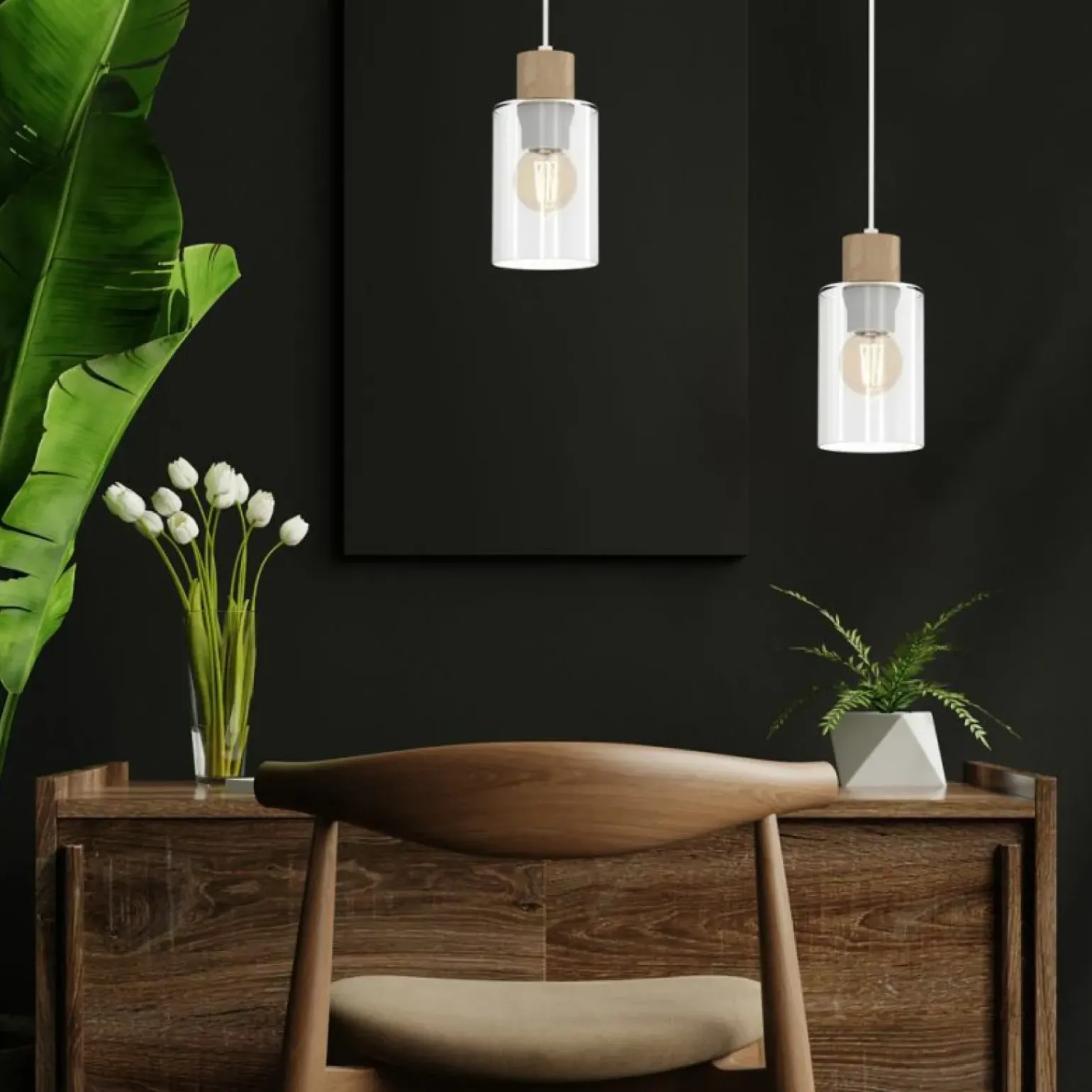 Best Sale Pojedynczy, minimalistyczny zwis z drewnem MLP8554 MADERA | Kaja Żyrandole Nowoczesne