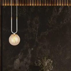 Cheap Pojedynczy, stylowy zwis z bursztynowym kloszem 1117/1 GLAM | Kaja Żyrandole Nowoczesne