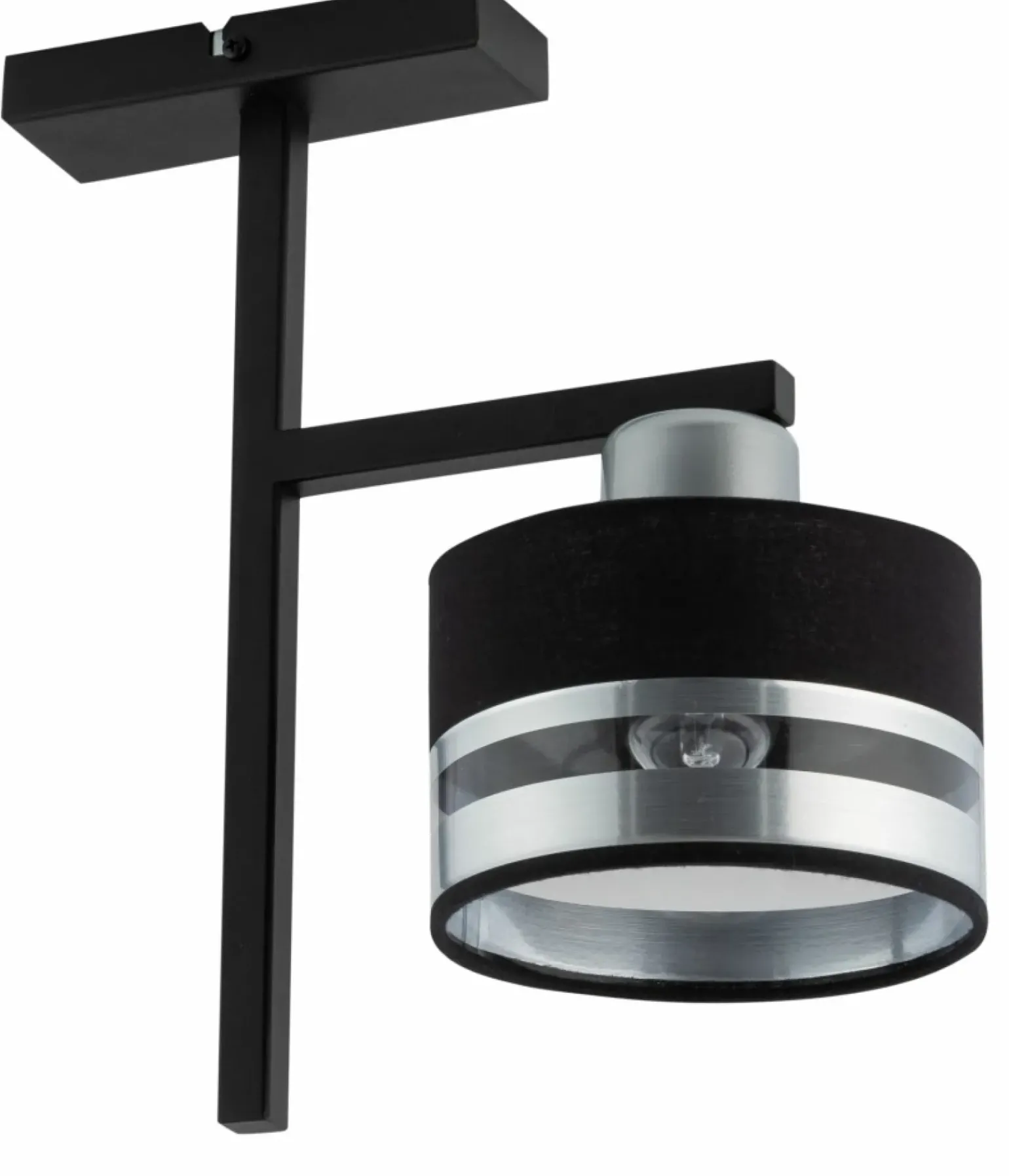 Online Pojedynczy, sztywny zwis z czarno-srebrnym abażurem SIG 32152 - PRO Żyrandole Nowoczesne