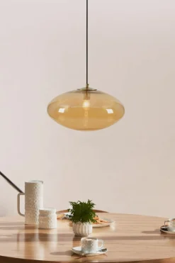 Best Pojedynczy zwis z bursztynowym kloszem, do kuchni 108441 z serii LOCUS Żyrandole Nowoczesne