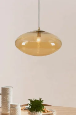 Best Pojedynczy zwis z bursztynowym kloszem, do kuchni 108441 z serii LOCUS Żyrandole Nowoczesne