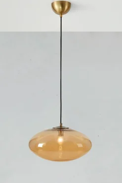 Best Pojedynczy zwis z bursztynowym kloszem, do kuchni 108441 z serii LOCUS Żyrandole Nowoczesne