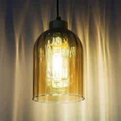 New Pojedynczy zwis z bursztynowym kloszem TK 5623 z serii SATIPO | Kaja Żyrandole Nowoczesne