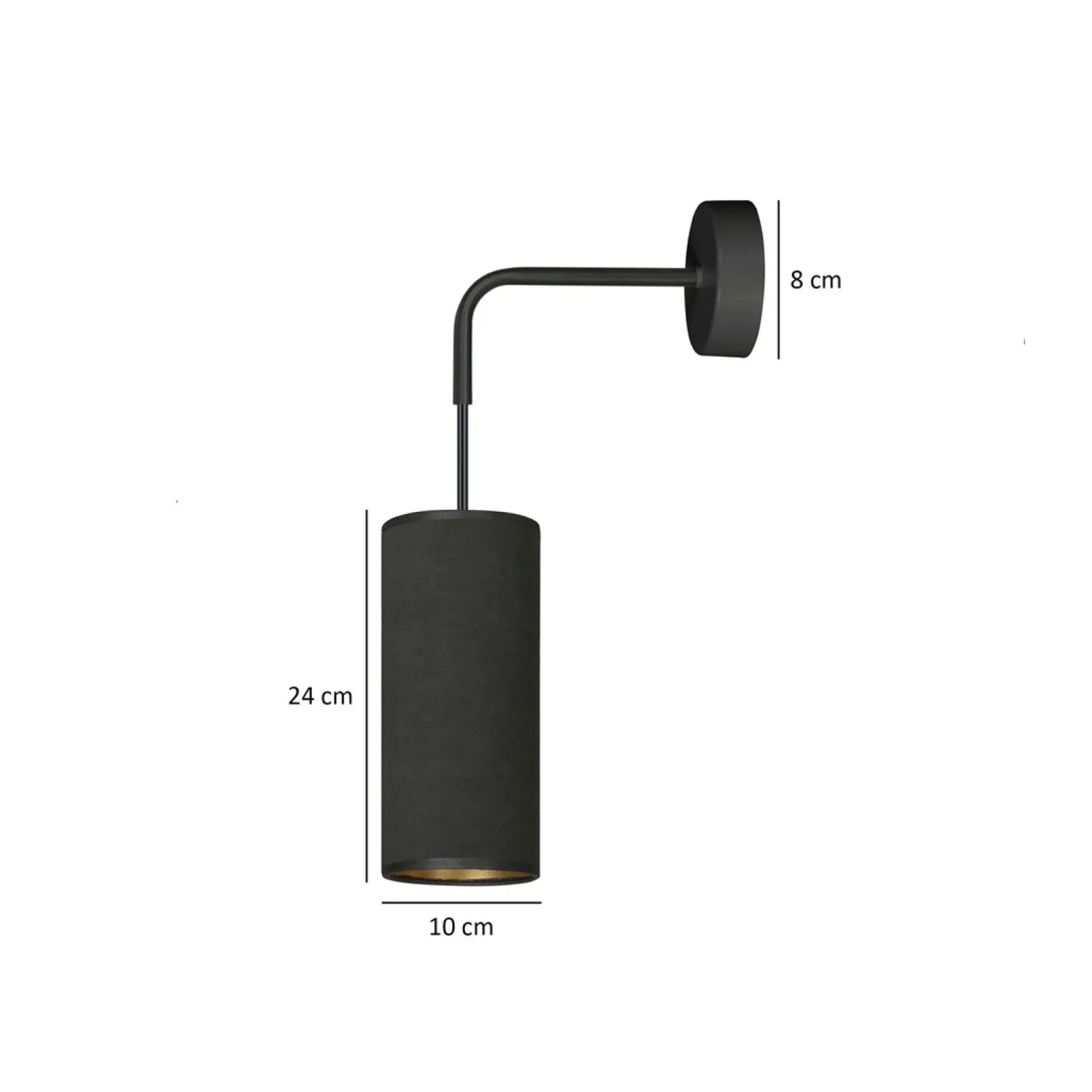 Sklep Kaja Ponadczasowa, czarno-złota lampa ścienna 1067/K1 BENTE | Kaja