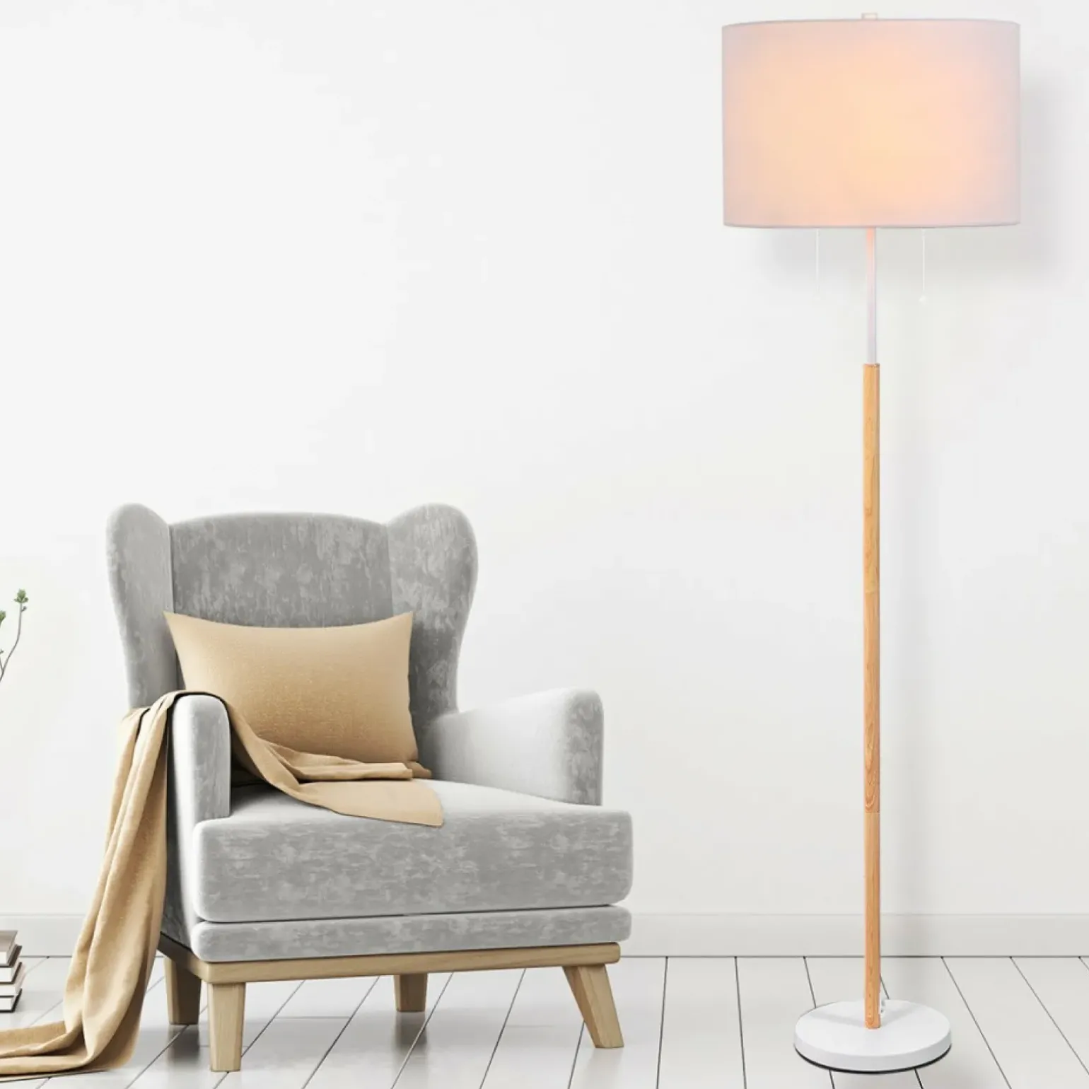 Sklep Kaja Ponadczasowa lampa podłogowa do sypialni LP-0304/2F WH FOGO | Kaja