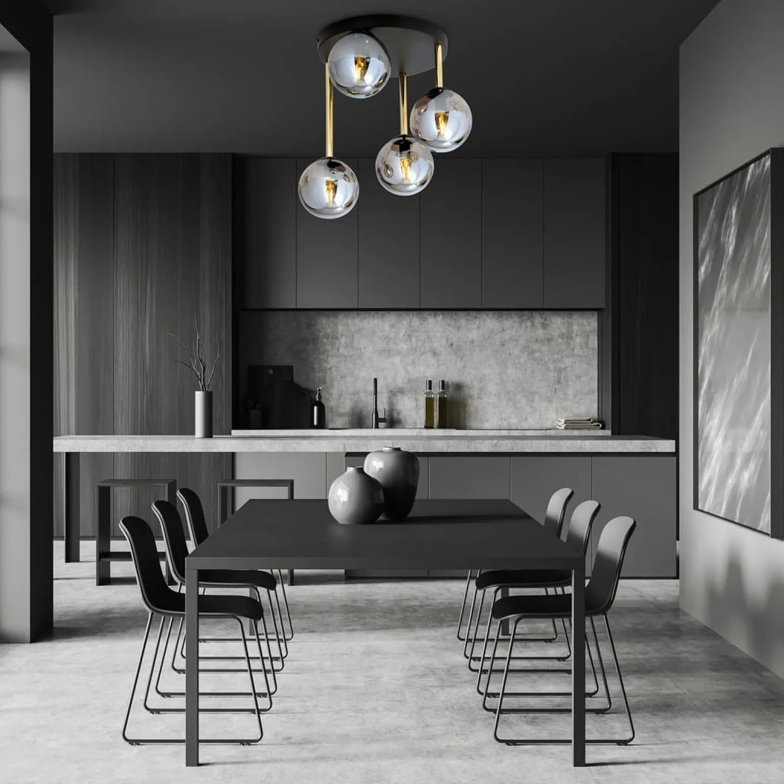 Sklep Kaja Ponadczasowa lampa sufitowa z ciemnymi kloszami 1259/4 z serii DOLCE