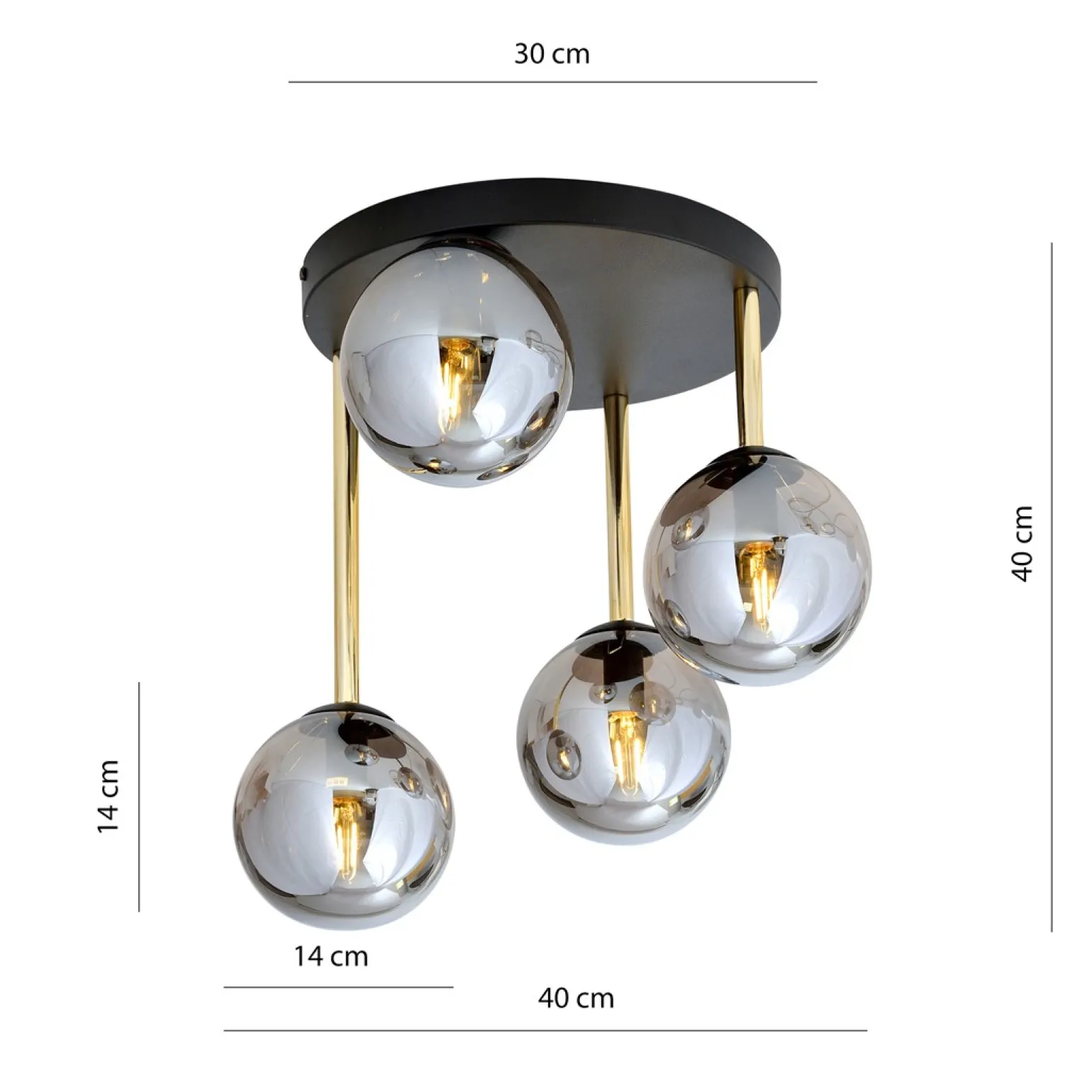 Sklep Kaja Ponadczasowa lampa sufitowa z ciemnymi kloszami 1259/4 z serii DOLCE