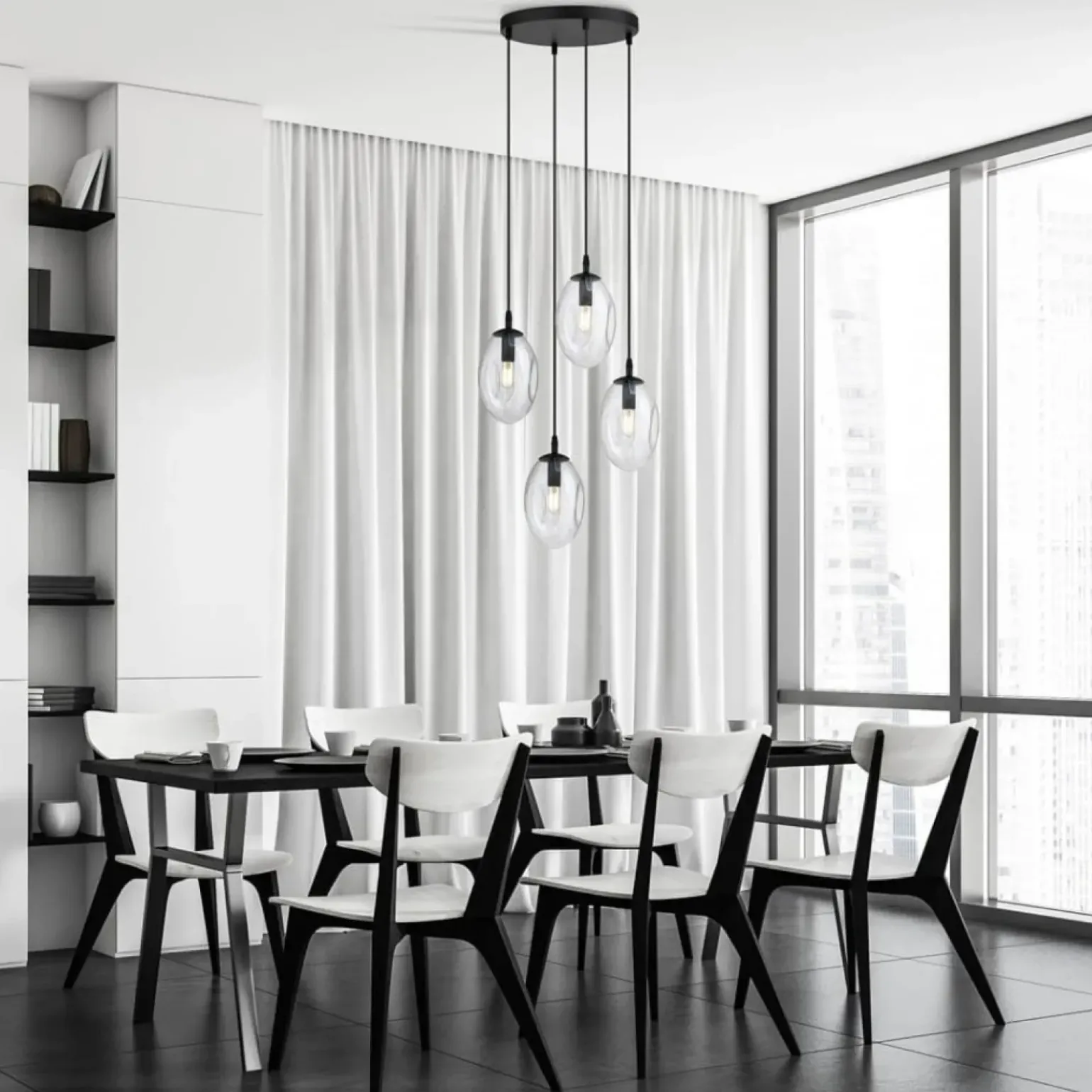 Store Ponadczasowa lampa z podłużnymi kloszami 1265/4PREM z serii ASTRAL Żyrandole Nowoczesne