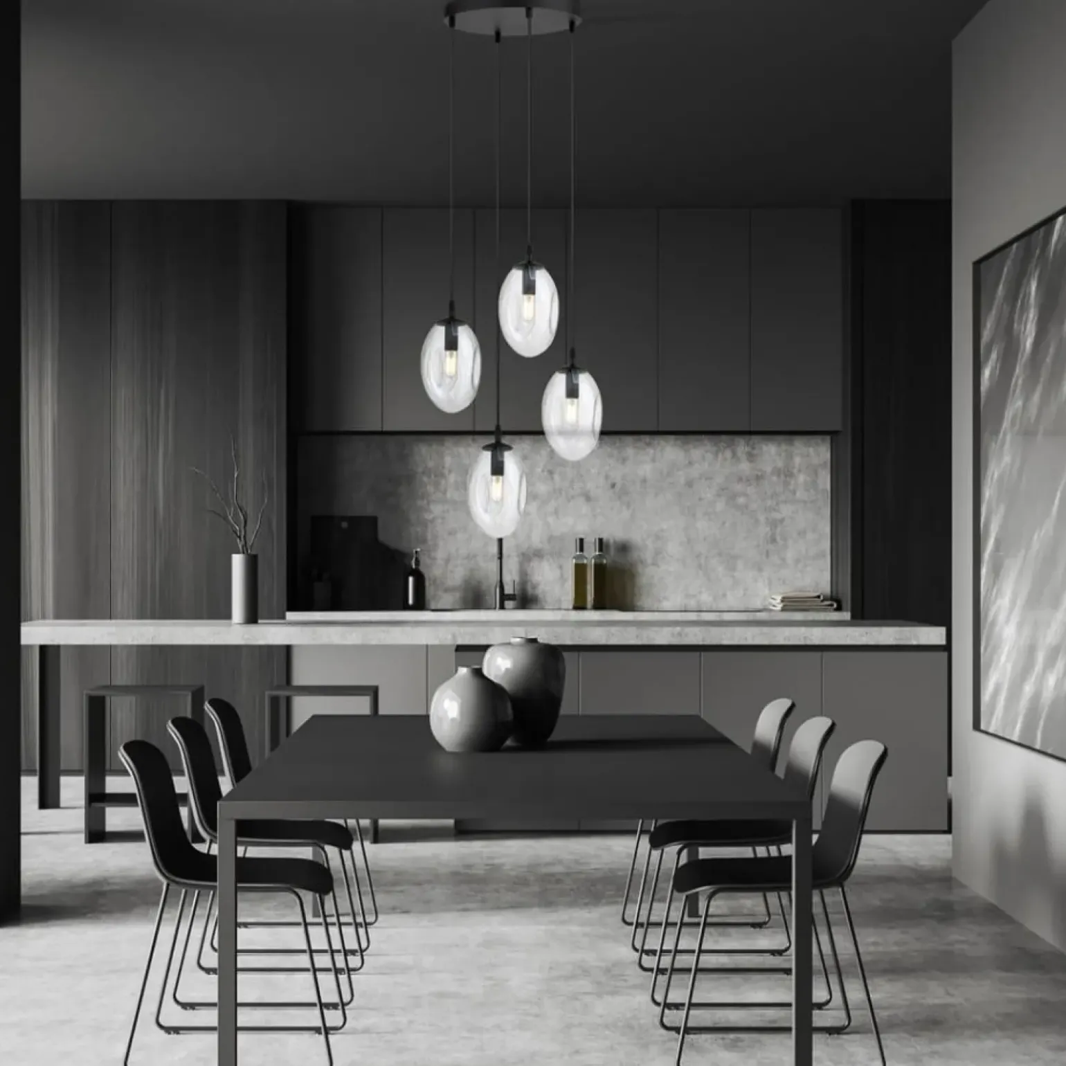 Store Ponadczasowa lampa z podłużnymi kloszami 1265/4PREM z serii ASTRAL Żyrandole Nowoczesne