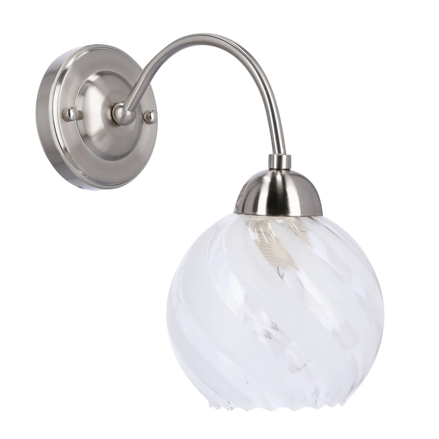 Sklep Kaja Ponadczasowa, srebrna lampa ścienna z kloszem 21-16317 BAIDA | Kaja