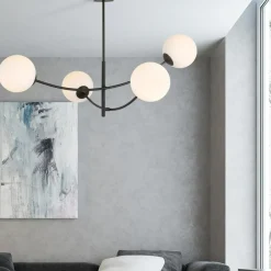 Store Ponadczasowy żyrandol z okrągłymi kloszami 1102/4 HUNTER | Kaja Żyrandole Nowoczesne