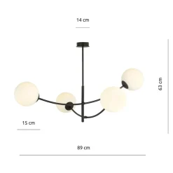 Store Ponadczasowy żyrandol z okrągłymi kloszami 1102/4 HUNTER | Kaja Żyrandole Nowoczesne