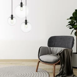 Clearance Ponadczasowy zwis z kloszem ⌀20cm LP-004/1P S BK PUERTO | Kaja Żyrandole Nowoczesne