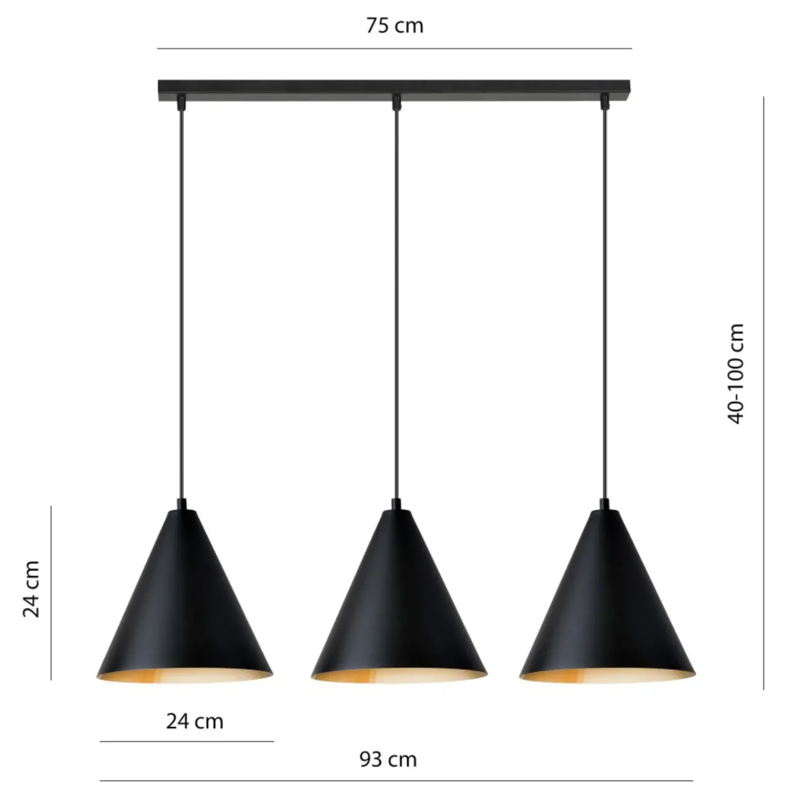 Cheap Porójna lampa wisząca z czarno-złotymi kloszami 1272/3 z serii REBEL Żyrandole Nowoczesne